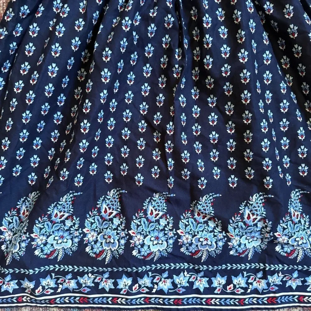 Gap Girls XL 14/16 Sleeveless White and Navy Paisley Patterned Dress